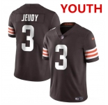 Youth Cleveland Browns #3 Jerry Jeudy Brown Vapor Limited Stitched Football Jersey