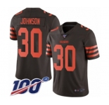 Youth Cleveland Browns #30 D'Ernest Johnson Limited Brown Rush Vapor Untouchable 100th Season Football Jersey