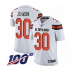 Youth Cleveland Browns #30 D'Ernest Johnson White Vapor Untouchable Limited Player 100th Season Football Jersey