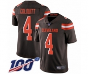 Youth Cleveland Browns #4 Britton Colquitt Brown Team Color Vapor Untouchable Limited Player 100th Season Football Jersey