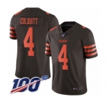 Youth Cleveland Browns #4 Britton Colquitt Limited Brown Rush Vapor Untouchable 100th Season Football Jersey