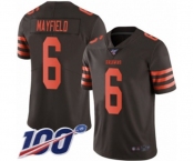 Youth Cleveland Browns #6 Baker Mayfield Limited Brown Rush 100th Season Vapor Untouchable Football Jersey