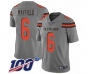 Youth Cleveland Browns #6 Baker Mayfield Limited Gray 100th Season Inverted Legend Football Jersey