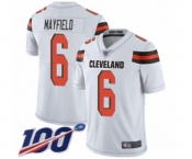Youth Cleveland Browns #6 Baker Mayfield White 100th Season Vapor Untouchable Limited Player Football Jersey