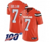 Youth Cleveland Browns #7 Jamie Gillan Orange Alternate Vapor Untouchable Limited Player 100th Season Football Jersey