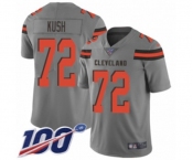 Youth Cleveland Browns #72 Eric Kush Limited Gray Inverted Legend 100th Season Football Jersey