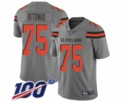 Youth Cleveland Browns #75 Joel Bitonio Limited Gray Inverted Legend 100th Season Football Jersey