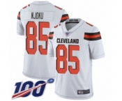 Youth Cleveland Browns #85 David Njoku White Vapor Untouchable Limited Player 100th Season Football Jersey