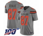 Youth Cleveland Browns #87 Seth DeValve Limited Gray Inverted Legend 100th Season Football Jersey
