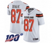 Youth Cleveland Browns #87 Seth DeValve White Vapor Untouchable Limited Player 100th Season Football Jersey