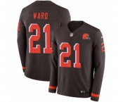 Youth Nike Cleveland Browns #21 Denzel Ward Limited Brown Therma Long Sleeve NFL Jersey