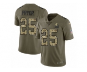 Youth Nike Cleveland Browns #25 Calvin Pryor Limited Olive Camo 2017 Salute to Service NFL Jersey