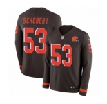 Youth Nike Cleveland Browns #53 Joe Schobert Limited Brown Therma Long Sleeve NFL Jersey