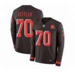Youth Nike Cleveland Browns #70 Kevin Zeitler Limited Brown Therma Long Sleeve NFL Jersey