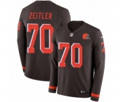 Youth Nike Cleveland Browns #70 Kevin Zeitler Limited Brown Therma Long Sleeve NFL Jersey