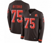 Youth Nike Cleveland Browns #75 Joel Bitonio Limited Brown Therma Long Sleeve NFL Jersey