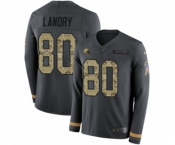 Youth Nike Cleveland Browns #80 Jarvis Landry Limited Black Salute to Service Therma Long Sleeve NFL Jersey