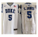ncaa jerseys blue devils #5 t.jones white