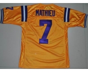 ncaa lsu tigers #7 tyrann mathieu yellow