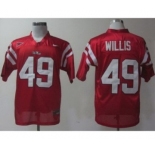 ncaa ole miss rebels #49 patrick willis red