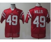 ncaa ole miss rebels #49 patrick willis red