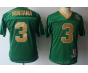 Notre Dame Fighting Irish #3 Joe Montana Green Throwback Kids Jersey
