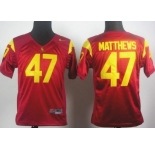 USC Trojans #47 Clay Matthews Red Kids Jersey