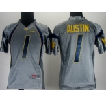 West Virginia Mountaineers #1 Tavon Austin Gray Kids Jersey