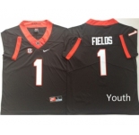 Youth Georgia Bulldogs #1 Justin Fields Black Nike College Football Jersey