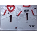 Youth Georgia Bulldogs #1 Justin Fields White  Nike College Football Jersey