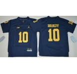 Youth Michigan Wolverines #10 Tom Brady Navy Blue Stitched NCAA Brand Jordan College Football Jersey