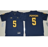 Youth Michigan Wolverines #5 Jabrill Peppers Navy Blue Stitched NCAA Brand Jordan College Football Jersey