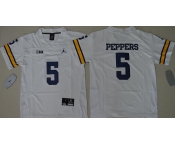 Youth Michigan Wolverines #5 Jabrill Peppers White Stitched NCAA Brand Jordan College Football Jersey