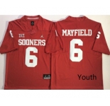 Youth Oklahoma Sooners #6 Baker Mayfield Red Youth College Football Jersey