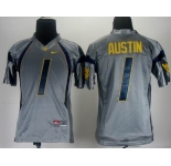 youth ncaa jerseys west virginia mountaineers #1 tavon austin grey