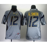 youth ncaa jerseys west virginia mountaineers #12 geno smith grey