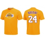 NBA Los Angeles Lakers #24 Kobe Bryant Yellow T-Shirt