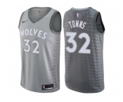 Men Nike Minnesota Timberwolves #32 Karl-Anthony Towns Gray NBA Swingman City Edition Jersey