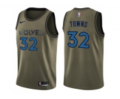 Men Nike Minnesota Timberwolves #32 Karl-Anthony Towns Green Salute to Service NBA Swingman Jersey