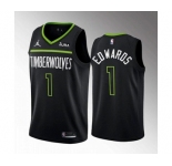 Men's Minnesota Timberwolves #1 Anthony Edwards Black City Stitched Jersey