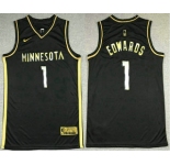 Men's Minnesota Timberwolves #1 Anthony Edwards NEW 2020 Black Golden Edition Nike Swingman Jersey