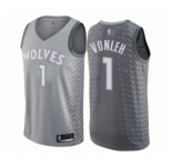 Men's Minnesota Timberwolves #1 Noah Vonleh Authentic Gray Basketball Jersey - City Edition