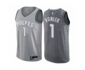 Men's Minnesota Timberwolves #1 Noah Vonleh Authentic Gray Basketball Jersey - City Edition