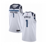 Men's Minnesota Timberwolves #1 Noah Vonleh Authentic White Basketball Jersey - Association Edition
