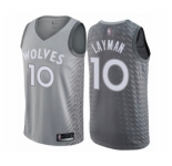 Men's Minnesota Timberwolves #10 Jake Layman Authentic Gray Basketball Jersey - City Edition