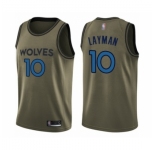 Men's Minnesota Timberwolves #10 Jake Layman Swingman Green Salute to Service Basketball Jersey