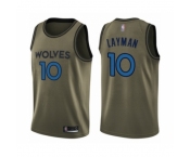 Men's Minnesota Timberwolves #10 Jake Layman Swingman Green Salute to Service Basketball Jersey