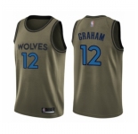 Men's Minnesota Timberwolves #12 Treveon Graham Swingman Green Salute to Service Basketball Jersey