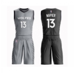 Men's Minnesota Timberwolves #13 Shabazz Napier Swingman Gray Basketball Suit Jersey - City Edition