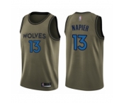 Men's Minnesota Timberwolves #13 Shabazz Napier Swingman Green Salute to Service Basketball Jersey